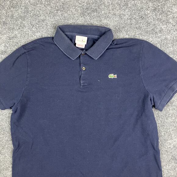 Lacoste Polo Shirt Mens L Navy Blue Classic Fit Croc Logo Short Sleeve Casual - Picture 1 of 7